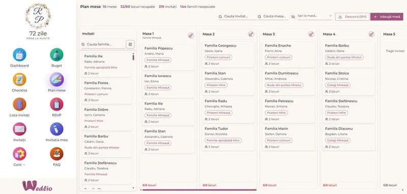 Wedlio.app - platforma de organizare a nuntii all-in one