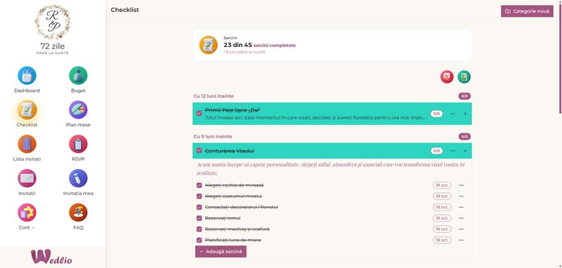 Wedlio.app - platforma de organizare a nuntii all-in one